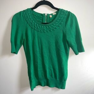 Green “vintage” Anthropologie sweater with braid detail